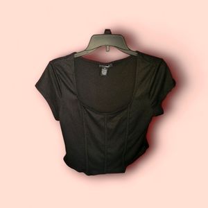 Black Short Sleeve Crop top